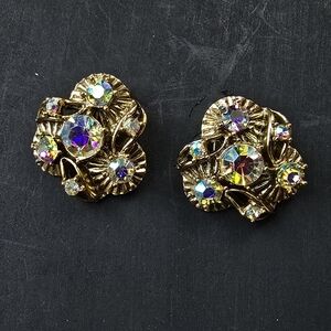 Elegant Gold and Iridescent Crystal Earrings